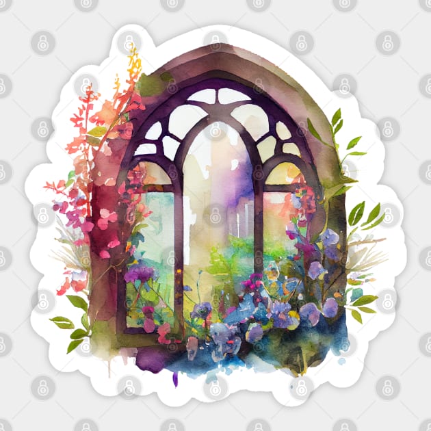 Rainbow Floral Church  Window Sticker by Luxinda